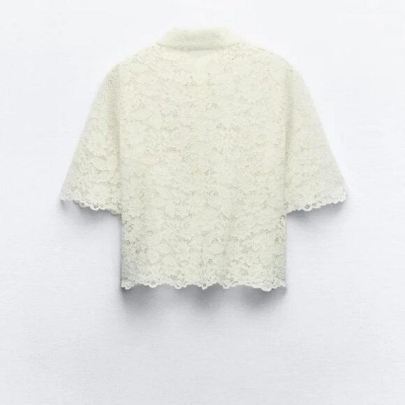 ZARA LACE CROP SHIRT - Picture 5 of 7